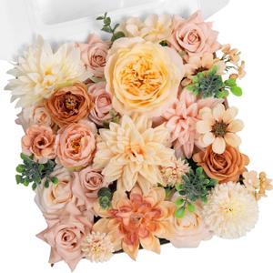 TINGE TIME Fake Flowers Artificial Flowers Peonies Bulbous Chrysanthemum Daisy Hydrangea Sunflower Violets Dahlia Daffodils Epiphyllum Orchid Cherry Blossom Camellia Leyaron (Blush & Champagne)