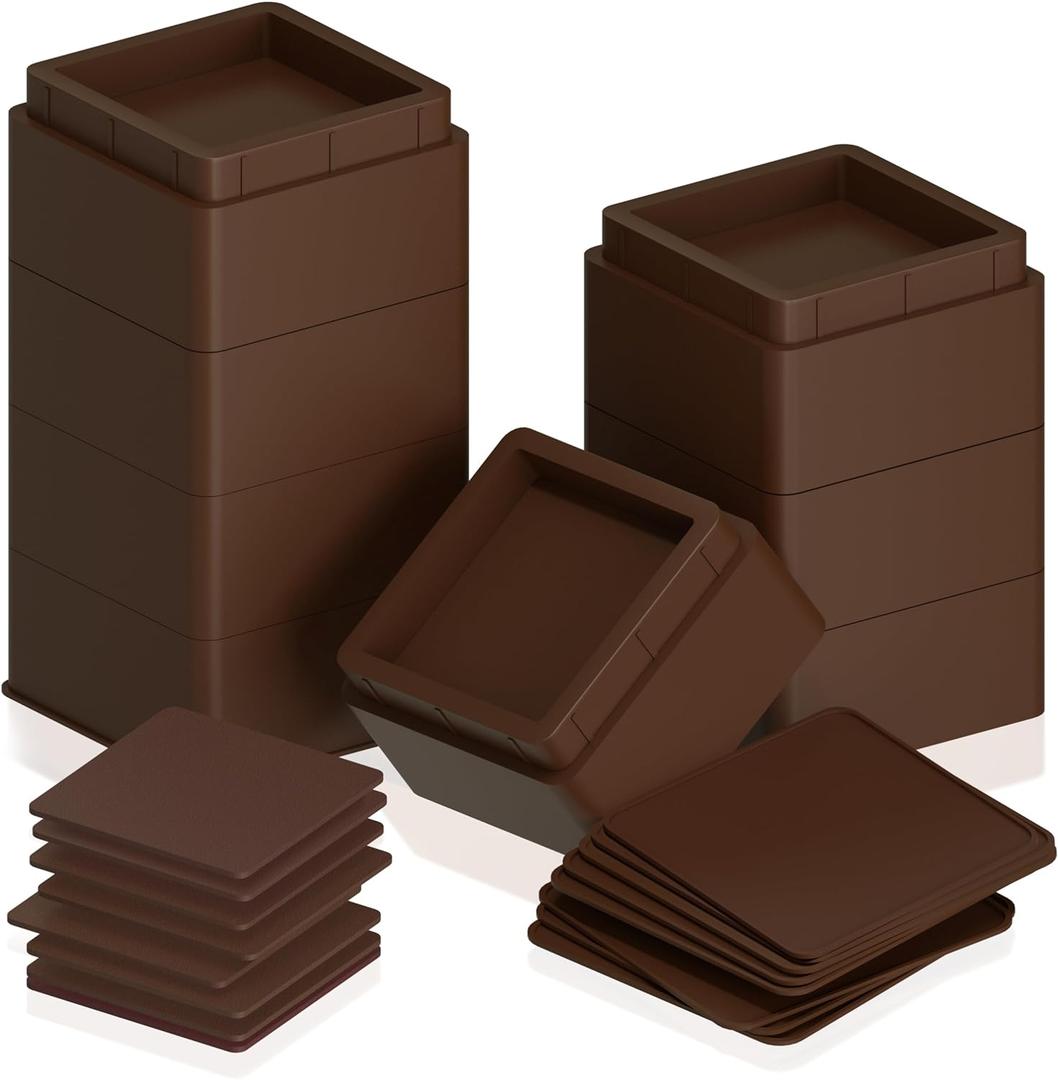 Utopia Bedding Bed Risers 2 Inch - Pack of 8 - Adjustable Furniture Risers 2 & 4 inch - Anti Slip Foam & Rubber Pad - Stackable Beds Lifts Heavy Duty for Sofa, Bed, Table, Couch & Chair (Brown)