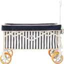 Beach Wagon for Sand with 6.7" Fat Tires, Foldable Beach Cart for Beach & Camping, Large Capacity Easy-Pull Wagon, Heritage Navy Stripe
