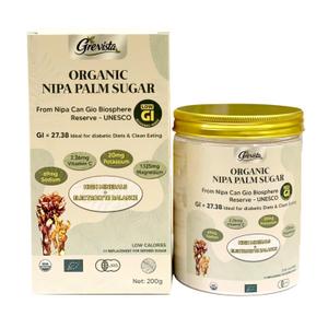 Grevista Organic Nipa Coconut Sugar (GI 27.38)  Natural low glycemic sweetener with unique Umami and Caramel flavor | Rich in minerals, ideal for Keto dieters and diabetics (200Gr Powder)