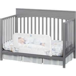 Universal Swing Down Crib Rail Guard, Convertible Crib Bed Rail for Toddlers, with Reinforced Wing Nut Safety System, Compatible with All Major Brand of Crib, White