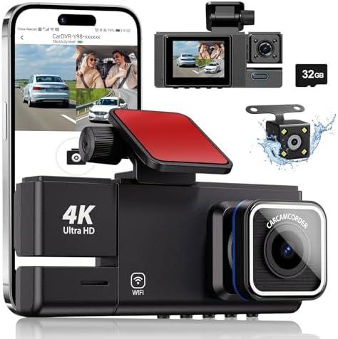 4K UHD Dash Cam Front and Rear, Car Camera with Night Vision
