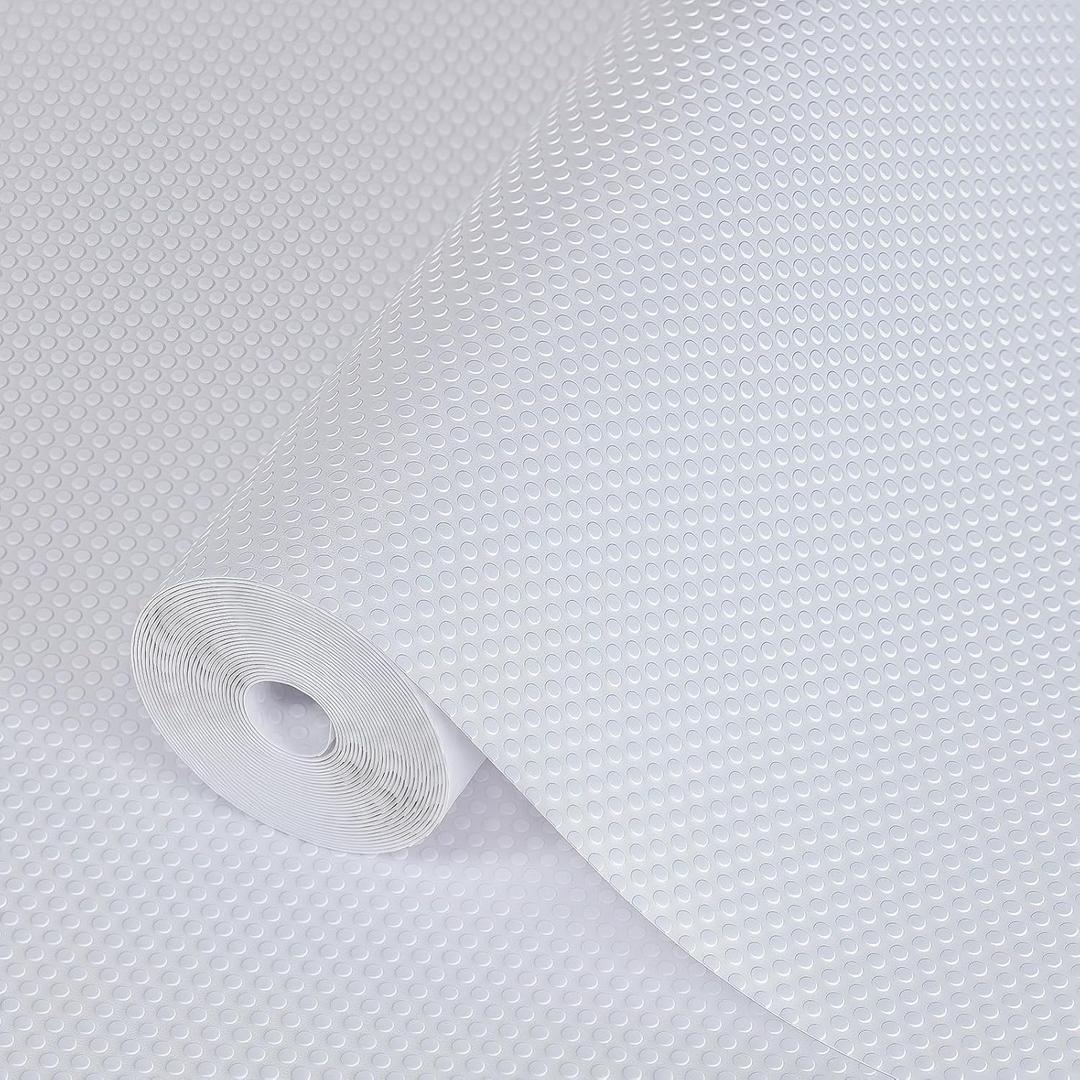 Hersvin Shelf Liners, 24 in x 20 ft Kitchen Drawer Mats, Non-Adhesive EVA Cupboard Protector, Cabinet Lining (White Dot)