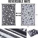 OLANLY Waterproof Outdoor Rug 8x10 ft, Outdoor Plastic Straw Rug with Flower Pattern, Reversible RV Mat for Patio, Camping, Balcony, Deck, Backyard, Black & White