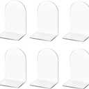 Lulonpon 6 Pieces Book Ends, Bookends, Books End for Shelves, Books End for Heavy Books, Clear Bookends, Acrylic Book Ends for School, Library,Desktop Organizer and Book Shelves