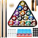Outus 71 Pcs Pools Table Accessories Christmas Billiards Balls Gifts with Triangle Stand Pool Cue Chalks Cue Spot Sticker Brush