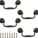 MY MIRONEY 4PCS Bail Drawer Pulls Hardware Zinc Alloy Cabinet Pulls Handles Antique Bronze Drop Swing Handles with Screws, 3.86" Hole Centers, Type 4