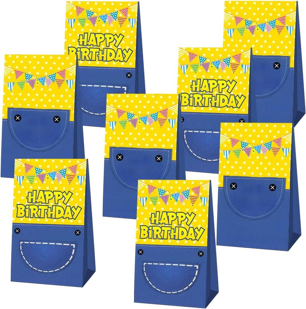 2 x JU XIN 12pcs Yellow Big Eyes Cartoon Party Gift Bags,Yellow Big Eyes Banana Theme Party Supplies