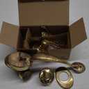 Schlage F60 V CAM 609 GEO Camelot Front Entry Handleset with Georgian Knob, Deadbolt Keyed 1 Side, Antique Brass