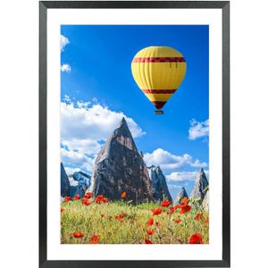 Mxtallup 14x24 Picture Frames Solid wood, Display Pictures 12x22 Inch With Mat or 14x24 Inch Without Mat, Poster Frames 12x22 in Photo Frames Wood Black (T22B1424W1222)