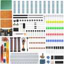 Electronics Component Fun Kit w/E-Book, Upgraded Electronic Starter Kit with Breadboard Jumper Wires Kit, PCB Soldering Kit, LEDs & Resisitor Kit for Arduino/for Raspberry pi/ESP32/ESP8266