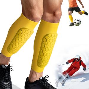 XZQTIVE Soccer Shin Guards Shin Defender for Kids Youth Adult, Ski Shin Guard Calf Compression Sleeve with Honeycomb Shin Pads, L