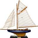 SAILINGSTORY Wooden Sailboat Decor Ship Model Yacht Classic America's Cup Racer Columbia 1901 Replica, Navy