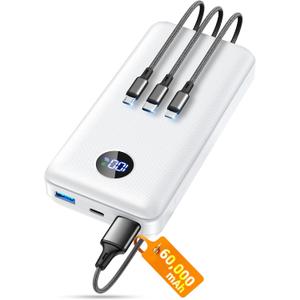 ZZI IAPOS 60000mAh Portable Charger Battery Pack with 22.5W Fast Charging 3 USB-A & USB-C Output Ports, Concrete