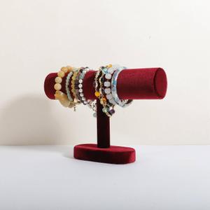 Bracelet T Bar Display for Selling, Wahtch Stand Jewelry Display, Velvet Bangle Holder Organizer【Red】