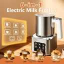 6-in-1 Electric Milk Frother and Steamer, Large Capacity & Detachable Electric Milk Frother and Warmer, Automatic Hot & Cold Foam Maker, with Stainless Steel Jug, 16.91oz/500ml for Coffee
