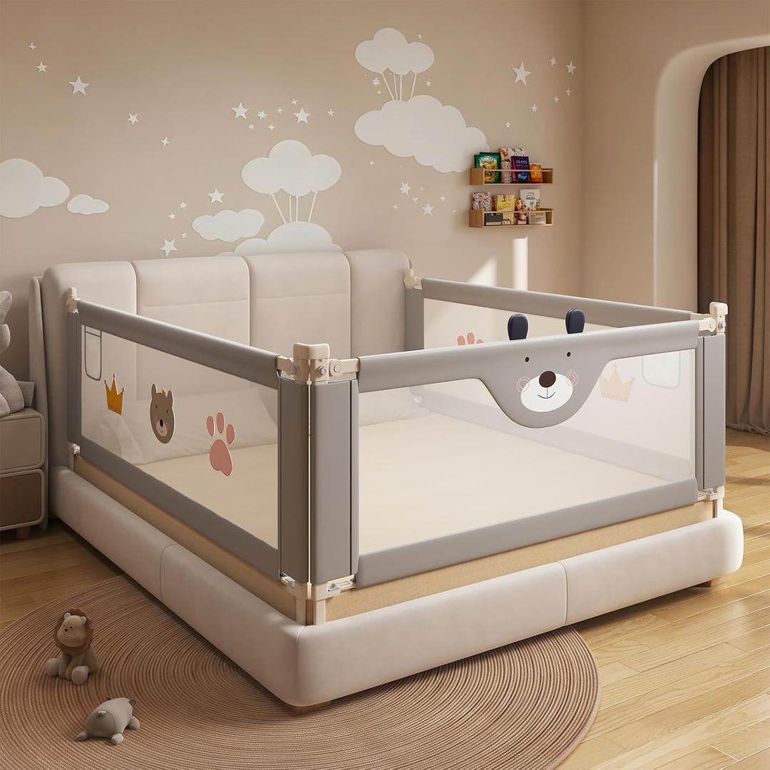 Heighten Bed Guard Rail for Toddlers Upgraded Twin, Full, Queen, King & Calking Mattress Size Swing Down Rail Guard Mattress Side Rail for Kids (King)