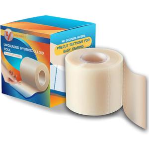 Hydrocolloid Roll Bandage with Pre-Cut 2"x2" Patches - Waterproof & Hypoallergenic for Sensitive Skin - Clear Self-Adhesive Wound Dressing for Acne, Blisters, Burns - 2IN x 4.8FT