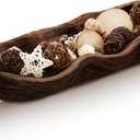 Nuogo 1 Pack 16 Inch Wavy Live Edge Dough Bowl Large Size Wood Rustic Dough Bowl Decorative for DIY Farmhouse Home Supplies Kitchen Decoration(Dark Color) (Brown)