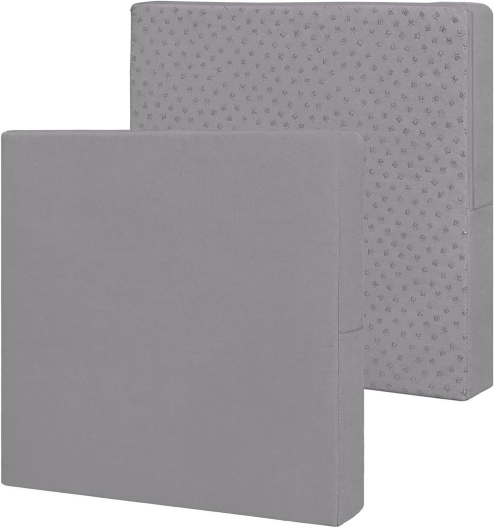 Easy-Going Waterproof Patio Cushion Covers 24x22x4 inch 2 Pack Replacement Non-Slip Outdoor Seat Cushion Slipcover with Zipper. Gray (24" x 22" (Pack of 2), Grey)