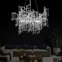 Modern Chandelier Crystal - 23.6" Silver Tree Branch Chandelier for Dining Room, Crystal Pendant Light Fixture Luxury Raindrop Chandelier for Living Room, High Ceiling, Bedroom,Foyer