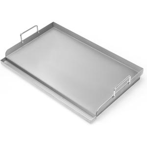 Cooking Griddle for Gas Grill, 25"x16" Flat Top Grill Plate with Grease Groove for Gas and Charcoal BBQ Grid for Outdoor, Flat Top Griddle Plate with Handles for Electric/Gas Grill/Camping