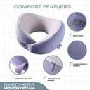 Skechers Women's Memory Foam Neck Pillow, Comfortable & Breathable Travel Pillow,Neck Pillow Airplane for Travel, Car Rides, Home, and Office Use, Ergonomic Design for Men and Women,Purple