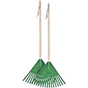 Superio Kids Garden Rakes, 2 Pack, Rakes with Wooden Handle, Plastic Head, 34" (Green)