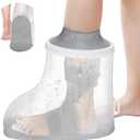 Waterproof Foot Cover for Shower Adult with Upgraded Non-Slip Bottom, Shower Boots for Foot after Surgery, Watertight Ankle Cast Protector Showering Boot Cover for Bandage Dressing Wound, Reusable
