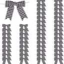 50 Pcs 3 Inches Twist Tie Bows Black and White Buffalo Plaid Check Pretied Grosgrain Ribbon Bows for Treat Bags Gift Wrapping Basket Wedding Baby Shower Brithday Christmas Party
