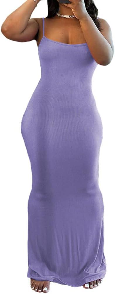 PINSV Women Summer Long Dress Casual Slip Sexy Sleeveless Bodycon Maxi Dresses for Women (Small, Purple) PINSV Women Summer Long Dress Casual Slip Sexy Sleeveless Bodycon Maxi Dresses for Women (Small, Purple)