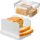 Sorgion 2-in-1 bread slicer and storage box with handle - plastic bread boxes for fresh keeping food storage containers with lids airtight for cake buns,White