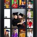 FramePro School Years Picture Frame K-12, Graduation Photo Collage Black Frame with Black Mat, Displays One 5x7 Photo and Twelve 2.5x3.5 Pictures, Graduation Gift Souvenirs
