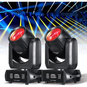 Moving Head Light 150W Stage Lights 8 Gobos 8 Colors 12 Channels Beam Spotlights 18-Face Prism DMX 512 with Sound-Activated for Party Event Wedding DJ Lighting (2)