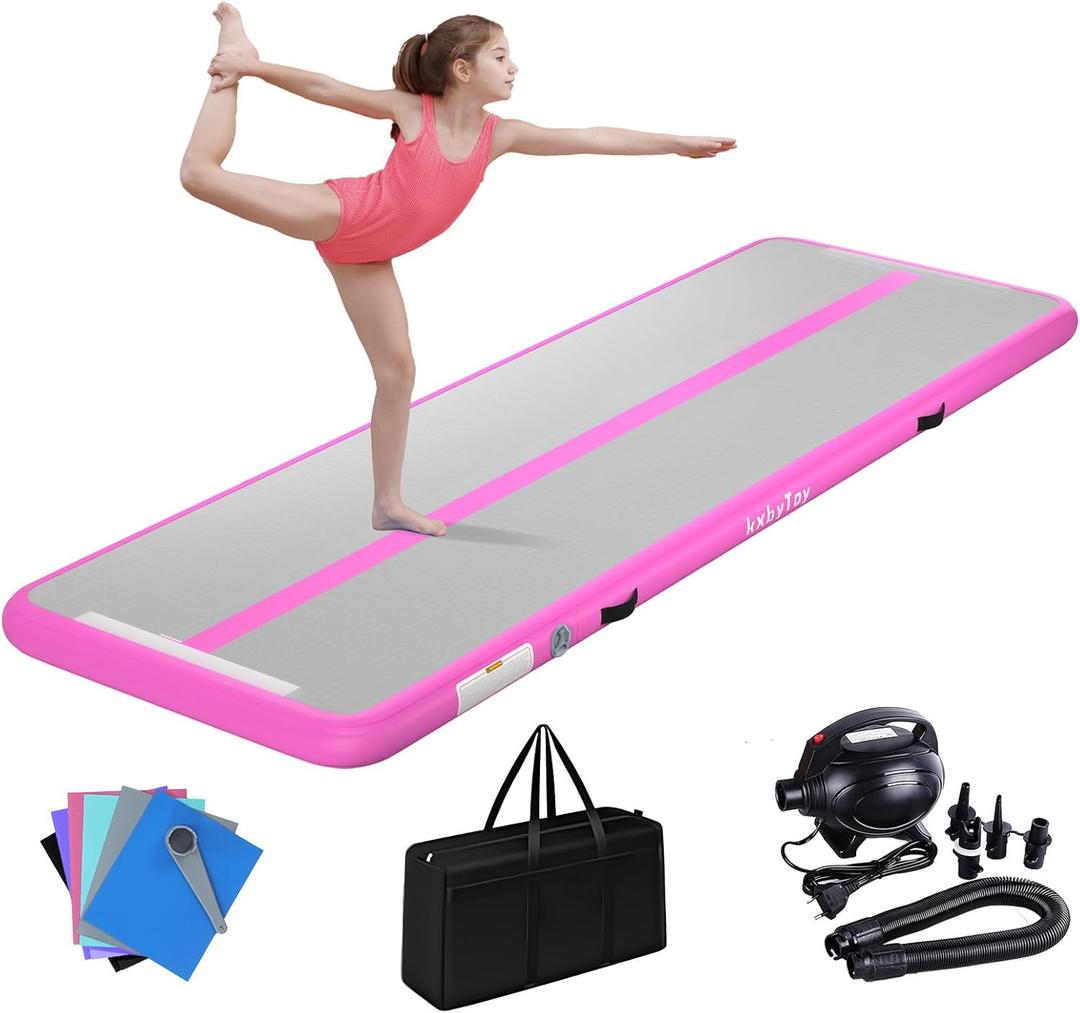 Air Mat Tumble Track 4 inches Thickness Inflatable Gymnastics Mat for Home Use/Training/Cheerleading/Yoga 10/13/16/20ft with Electric Air Pump (green)