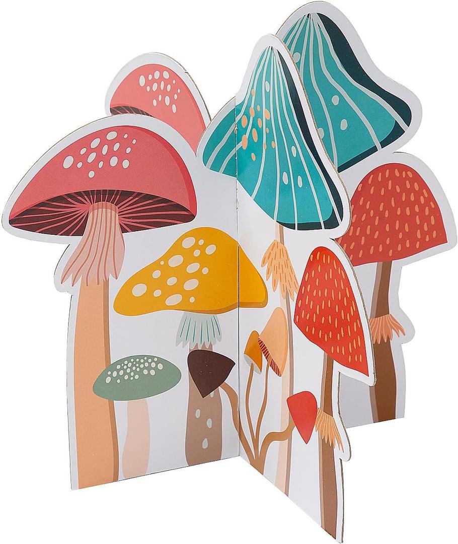 Fun Express 10" x 10" Mushroom Party White Cardstock 3D Centerpieces - 3 Piece