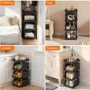 Lifewit Plastic Stackable Storage Baskets, 4 Tier Stacking Bins for Food and Clothes, Multifunctional Organizer for RV, Kitchen, Playroom, Pantry, Black, 35 x 30 x 72 cm/14 x 12 x 28 inch, 1 Pack
