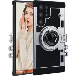 Emily in Paris Phone Case for Samsung Galaxy S24 Ultra,Camera Phone Case Phone Lanyard 3D Cute Unique Cool Soft Silicone Case Compatible with Samsung Galaxy S24 Ultra Girls Women Black