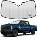 2023-2024 F250 F350 Super Duty Windshield Sun Shade Compatible for 2023-2024 Ford F250/F350/F450/F550/F600 Super Duty Upgraded 6 Layers Accordion-Folding Front Sun Visor with Storage Bag