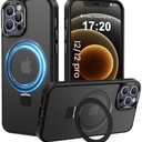 PuyaTeya Compatible with iPhone 12/12 pro Case with Magnetic Ring Stand, Military Drop Protection, Anti-Scratch/Anti-Fingerprint Translucent Matte Phone Case for iPhone 12/12 pro (Black)