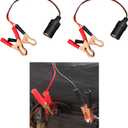 Dickno 2 PCS Cigarette Lighter Extension Cord, Car Female Cigarette Lighter Socket to 50A Battery Alligator Clips Connector, 12V 24V Vehicle Battery Clamp-on Extension Charge Cable