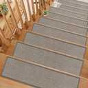 Tiveney Stair Treads Non Slip 15PCS 8"x30" Linen Stair Runner, Self-Adhesive Peel and Stick Stair Treads for Wooden Steps, Washable Anti-Slip Backing Indoor Staircase Step Treads for Kids Elders Dogs