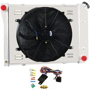 ALLOYWORKS 4 Row All Aluminum Radiator+Shroud Fan+Relay For 1967-1988 Chevy Nova Chevelle / 1965-1987 Buick Regal LeSabre
