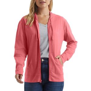 Hanes womens Slub Knit Full-zip Hoodie, Textured Cotton Zip-up T-shirt Hoodie for Women (Red, L)