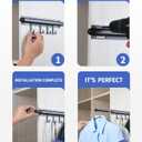 BaiNong 12 inch Valet Rod for Closets Pull Out Closet Valet Rod Slide Out Black Pull Out Clothes Hanger With 4 Hooks