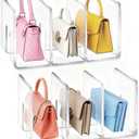 LUGUNU Acrylic Clear Purse Divider Organizer Clear Desk File Sorter Divider Mesh Folder Closet Shelf Storage Office Supplies Stand Holder Bookshelf (2 Pack of 3 Sections)