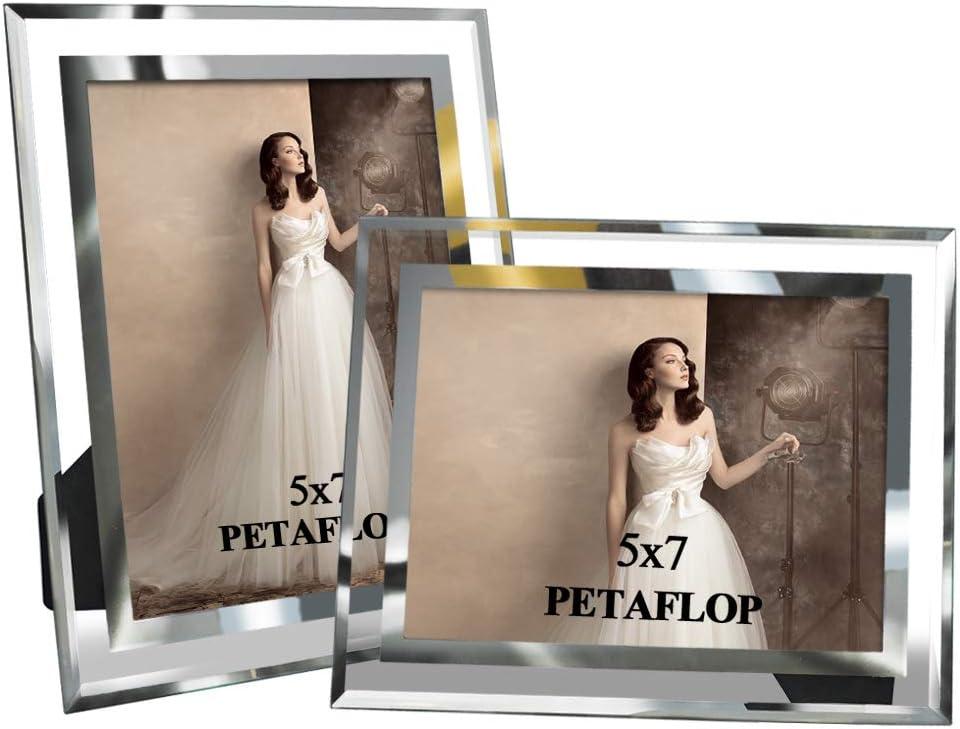 PETAFLOP 5x7 Picture Frames Perfect for Family Office Table Decorations, Set of 2 clear
