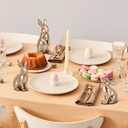 DoubleFill 3 Pcs Gold Wooden Bunny Figurines Vintage Rabbit Statues Easter Bunny Statue Table Decoration for Spring Tabletop Decor Easter Gifts Home Office Decor Party Supplies