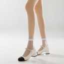 Mcool Mary 12 Pairs Women's Sheer Ruffled Socks Frilly Ankle High Nude Nylon Stocking Ultra Thin Cool Silk Socks for Women (5-9, Black*3+nude*3+grey*3+white*3)