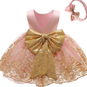 CMMCHAAH 0-6 Years Baby Girls Pageant Lace Embroidery Dresses Toddler Formal Dress with Headwear 0-6months